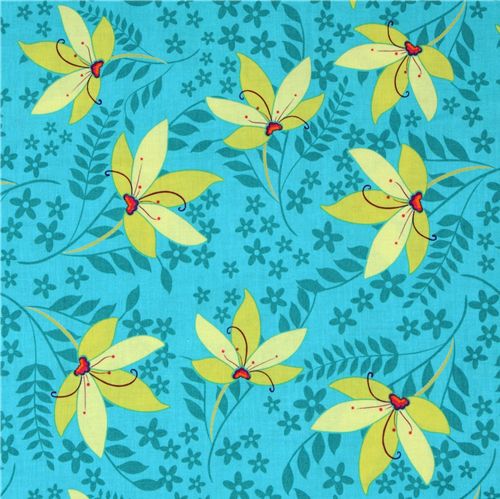 Michael Miller fabric turq Pretty Flowers Patty Young 2