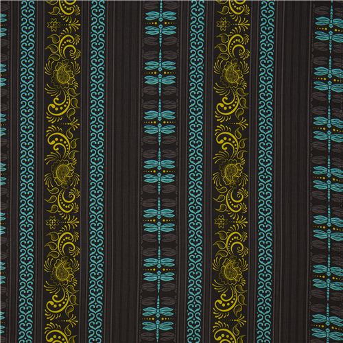 Michael Miller fabric turquoise dragonflies & ornaments 2