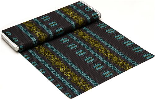 Michael Miller fabric turquoise dragonflies & ornaments 3