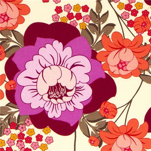 Michael Miller fabric with big roses and flowers 1