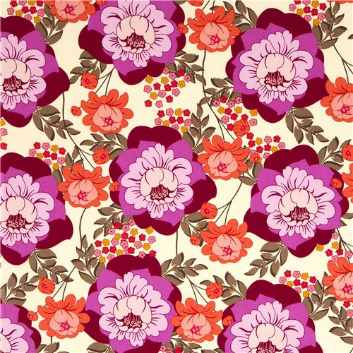 Michael Miller fabric with big roses and flowers 2