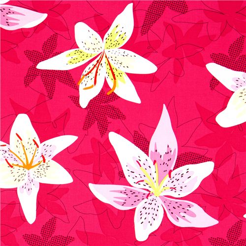 Michael Miller fabric with lily flower rosa Patty Young 1