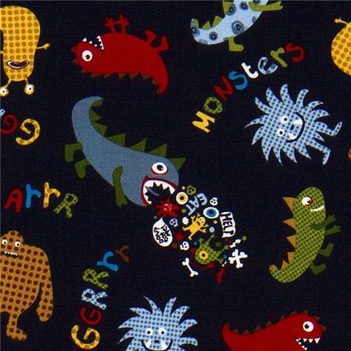 Michael Miller fabric with monsters dots 1
