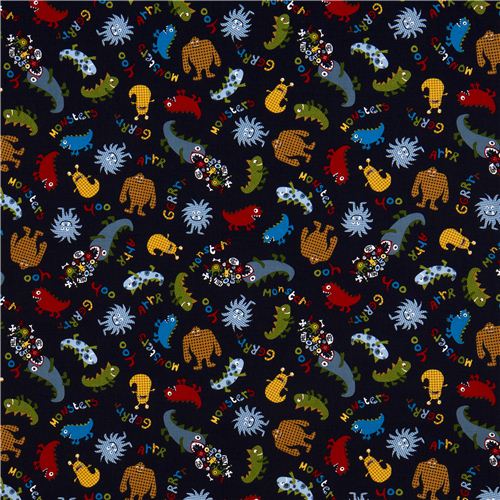 Michael Miller fabric with monsters dots 2