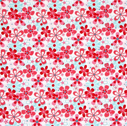 Michael Miller fabric with rosa and turquoise flowers 2