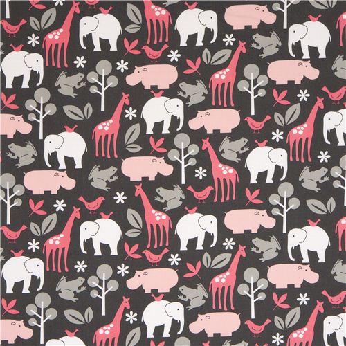 Michael Miller flannel fabric Zoology zoo animal grey 2