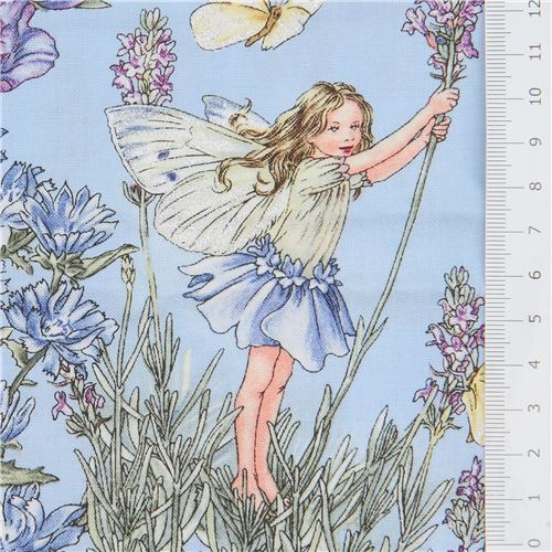 Rimanenza di (32 x 112 cm) - Tessuto Michael Miller Periwinkle Fairies fate blu 2