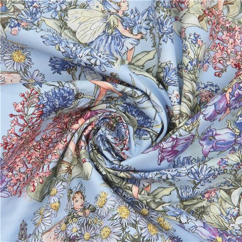 Rimanenza di (32 x 112 cm) - Tessuto Michael Miller Periwinkle Fairies fate blu 5