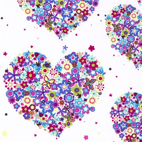 Tissu Michael Miller c½urs en fleurettes multicolores Tissu