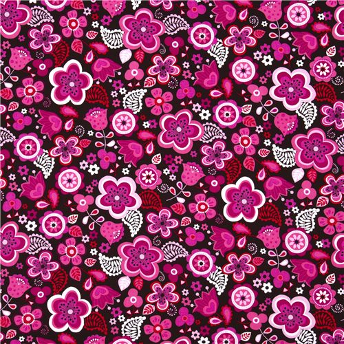 Michael Miller flower fabric pink-red blossom Sylvia 2
