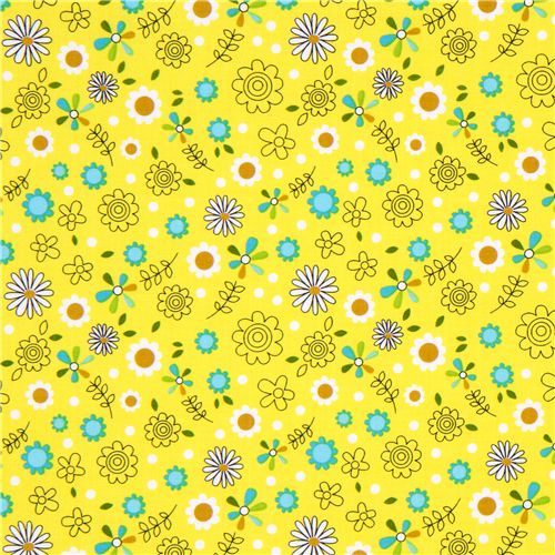 Michael Miller flower fabric small daisies 2