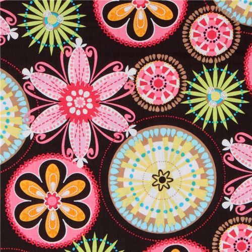 Michael Miller Jersey Stoff Carnival Bloom bunte Blumen 1