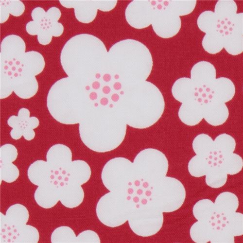 Michael Miller knit fabric Red Blossoms by Patty Young 1