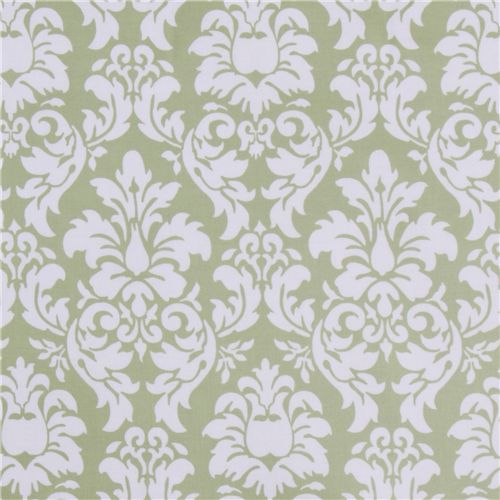 Michael Miller laminate fabric Dandy Damask green 1