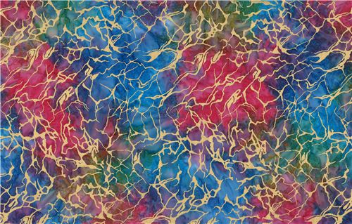 Fat Quarter (50 x 56 cm) - tessuto multicolore Michael Miller batik motivo screziato dorato 2