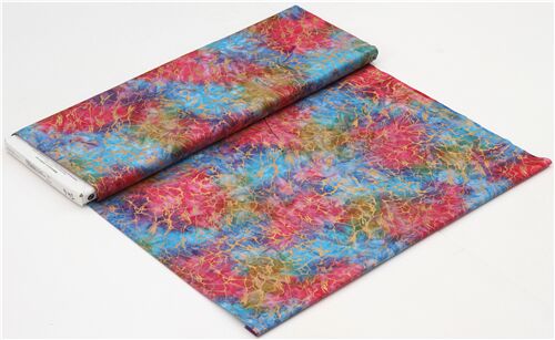 Fat Quarter (50 x 56 cm) - tessuto multicolore Michael Miller batik motivo screziato dorato 3