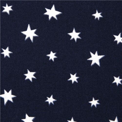 Étoiles Blanches À Six Branches Bleu Marine Tissu