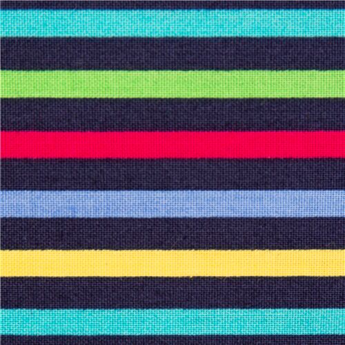 Marineblau Mit Buntfarbenen Regenbogenstreifen Stoff