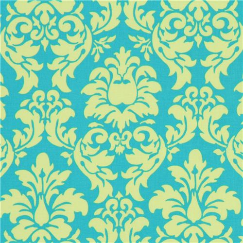 Michael Miller ornament fabric Dandy Damask blue-lime Fabric