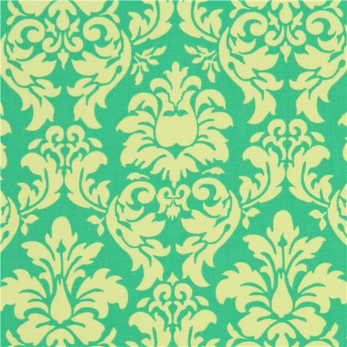 Tissu Michael Miller avec ornements Dandy Damask vert-citron Tissu