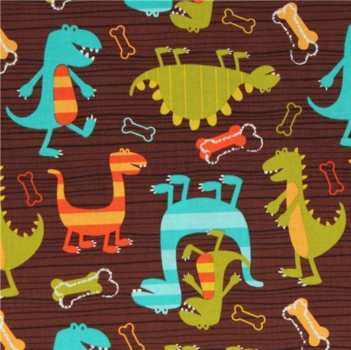 Michael Miller premium laminate fabric Dino Dudes 1