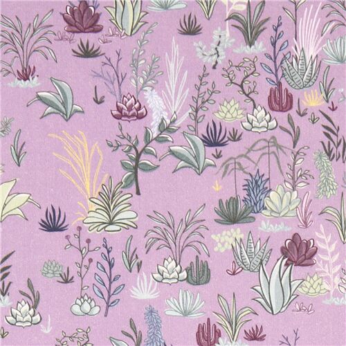 tessuto viola cotone piante deserto Tessuto