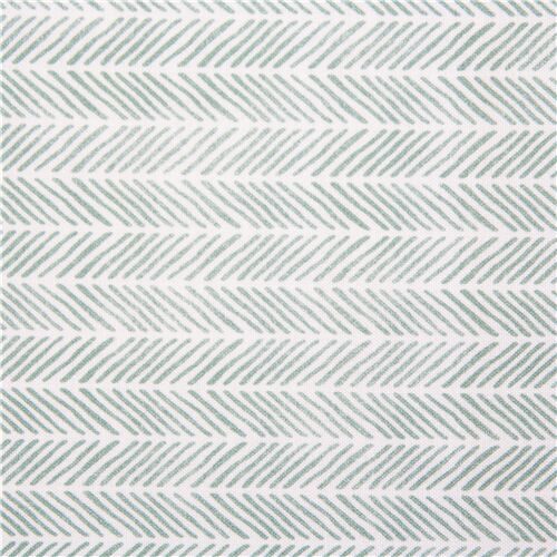 Tela blanca con rayas verde pastel diagonales espiguilla Tela