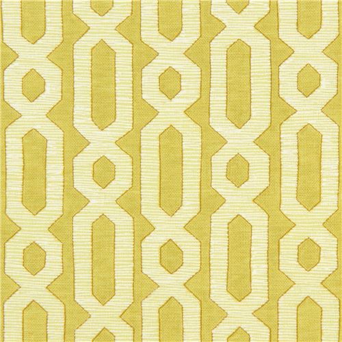 Tela en amarillo verdoso con rayas franjas cadenas Tela