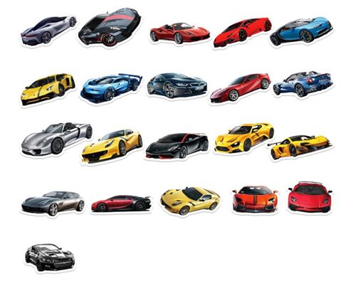 Pack dautocollants d�coup�s pour voitures de sport modernes, mod�les uniques de v�hicules 5