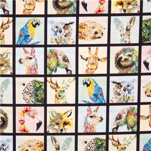Carrs Portraits D’Animaux Et De Fleurs Multicolores Tissu