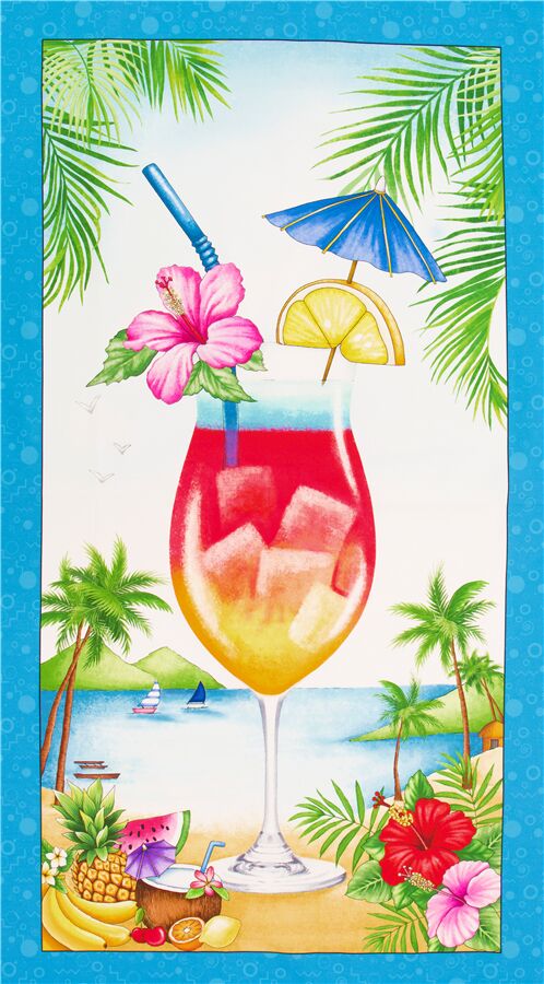tessuto multicolore pannelli isola tropicale drink Tessuto