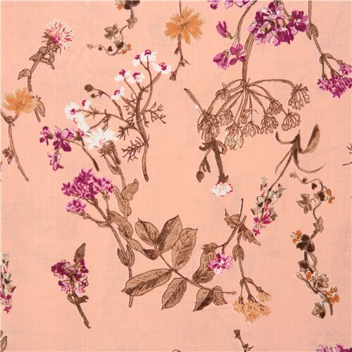 Tumbling Muted Detailed Meadow Florals Fabric