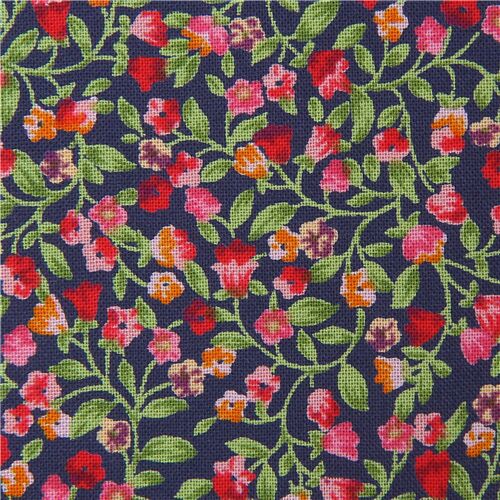 Nakamura navy blue fabric with mini flowers from Japan Fabric