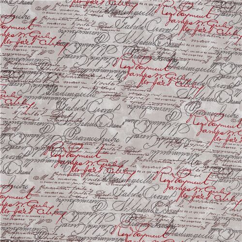 tela escritura retro color natural rojo gris Tela