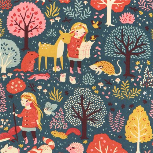 tessuto animali della foresta Nature Hike bambine autunno birch USA Tessuto