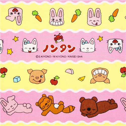 Kaisei-sha Nontan Pink Stripe Licensed Fabric