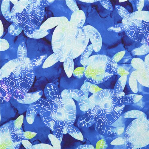 Tela azul ocano tropical tortugas Michael Miller algodn EE. UU. Tela