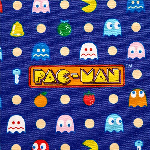 Tela oxford azul videojuego japonés comecocos licencia Pac Man de Bandai Namco Tela