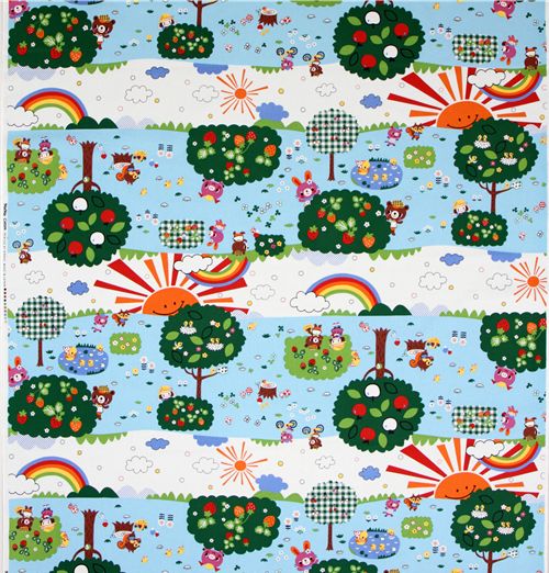 Park Bear Kokka Fabric blue from Japan kawaii half yard 3