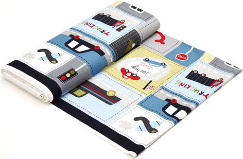 Patchwork fabric with car helicopter airplane Robert Kaufman 3