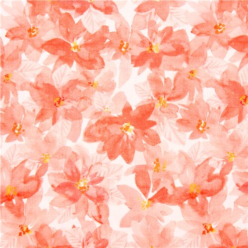 tessuto stelle Natale rosa pesca arancioni cotone bianco Xmas Tessuto