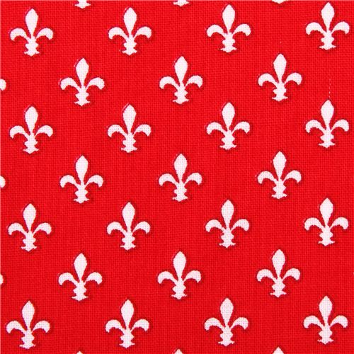 Tissu Michael Miller Petite Fleur De Lis rouge coll. Petite Paris, fleurs de lys Tissu