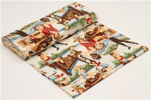 Pin up Frauen in den Bergen Stoff von Alexander Henry  0