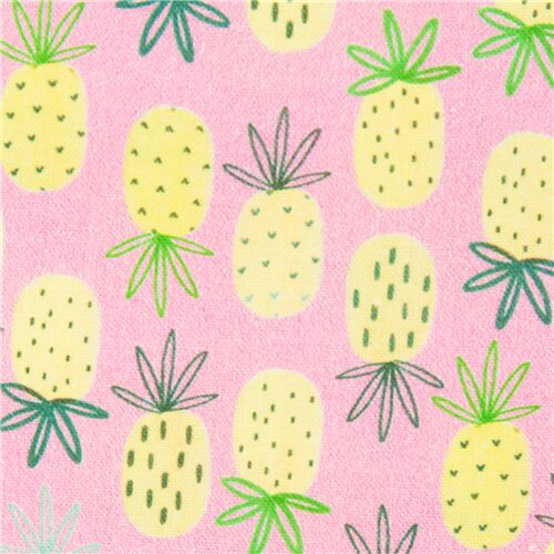 Rosa Stoff mit tropischen Frchten gelbe Ananas Stoff