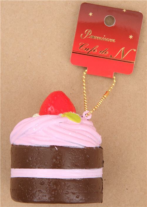 Premium Cafe de N dunkelbrauner pinker Mont Blanc Kuchen Squishy Anhänger 3