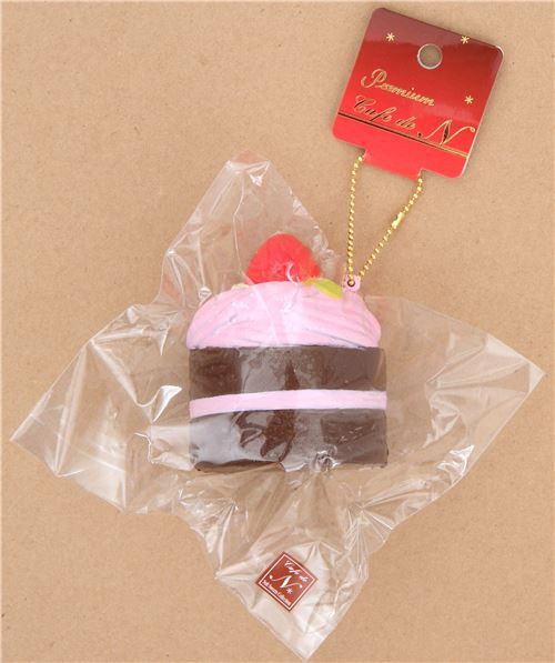 Premium Cafe de N dunkelbrauner pinker Mont Blanc Kuchen Squishy Anhänger 4