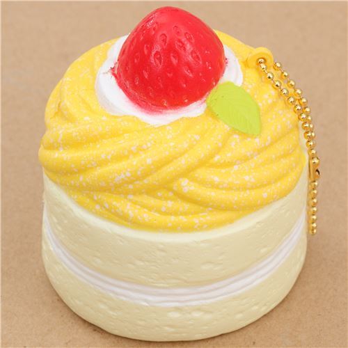 Squishy kawaii Premium Cafe de N, part de gâteau Mont Blanc crème-jaune