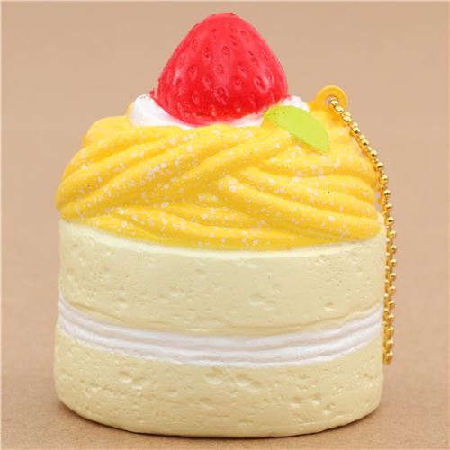 Squishy kawaii Premium Cafe de N, part de gâteau Mont Blanc crème-jaune 2
