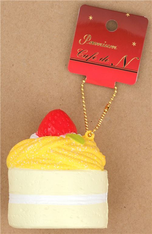 Squishy kawaii Premium Cafe de N, part de gâteau Mont Blanc crème-jaune 3