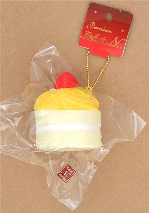 Squishy kawaii Premium Cafe de N, part de gâteau Mont Blanc crème-jaune 4